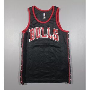 Chicago Bulls Shirt Mens S Black Red Tank Top Repeating‎ Logo NBA U